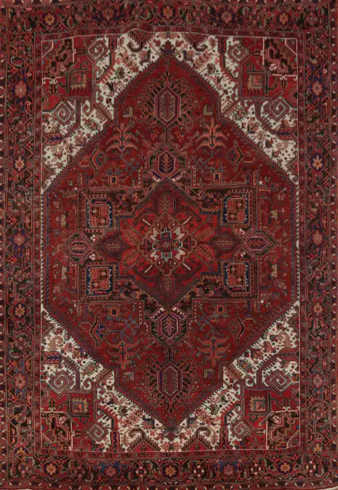 Vintage Red Heriz Persian Area Rug 9x11